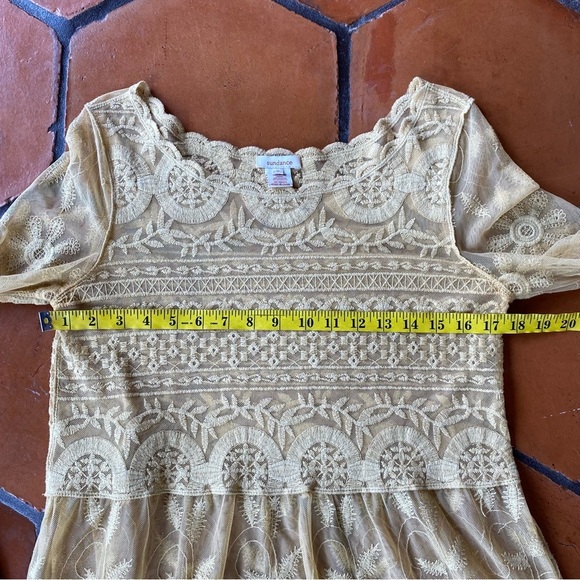 Sundance Buttery Yellow Embroidered Sheer Top Blouse Cottagecore Romantic Small - Picture 9 of 9